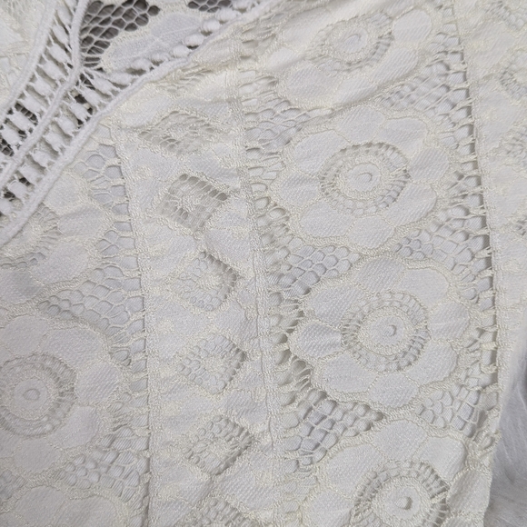 Bellambra white sheer silk blouse fairy sleeves lace bodice size L ethereal - Picture 12 of 14